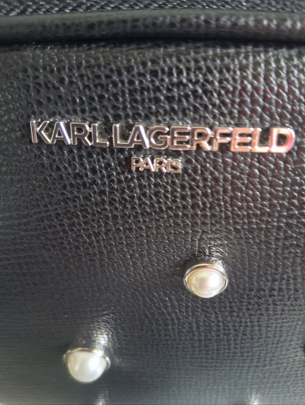Karl Lagerfeld Pearl Encrusted Black Crossbody Purse - Picture 3 of 11